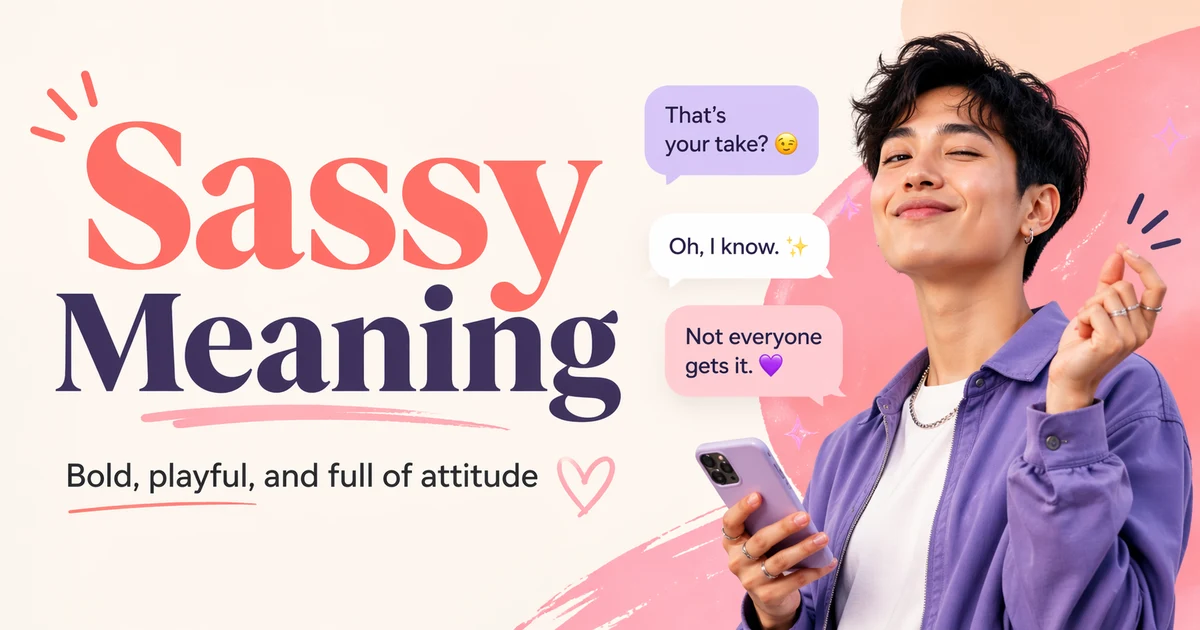 Modern blog image showing sassy meaning with chat bubbles and a confident playful expression