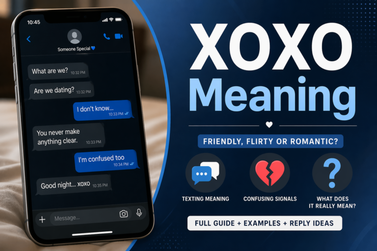 xoxo meaning shown with modern texting example and emotional context in chat conversation