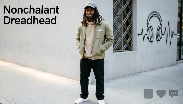 Young man with dreadlocks showing a calm nonchalant expression for social media trend article