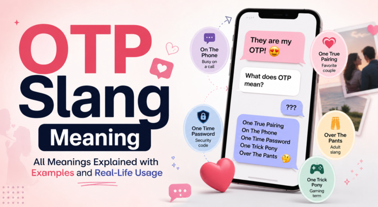 Modern featured image explaining otp slang meaning in texting, fandom, gaming, and online conversations with examples and related meanings.