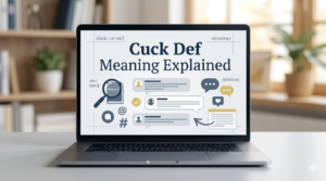 Person reading internet slang meanings on a laptop screen