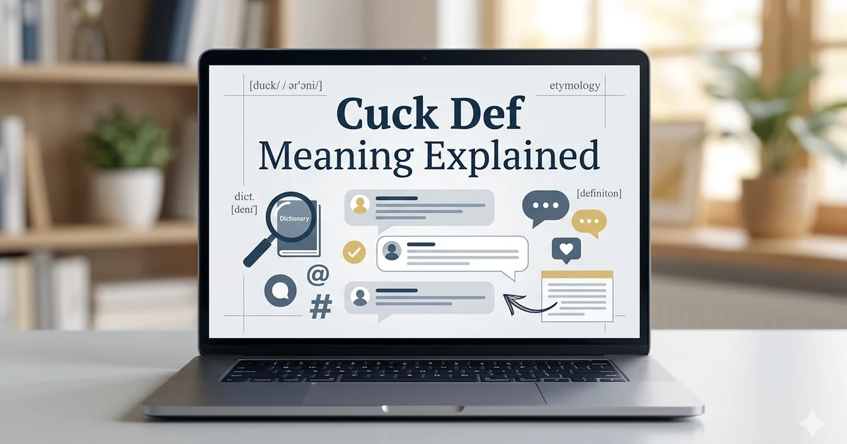 Person reading internet slang meanings on a laptop screen