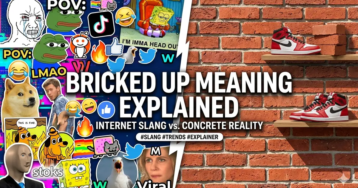 Person reacting to viral social media content explaining the slang meaning of bricked up