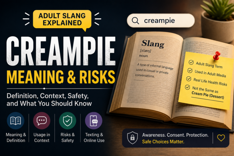 Creampie meaning and risks explained in a clean educational blog header with adult slang context, safety awareness, and cream pie difference.