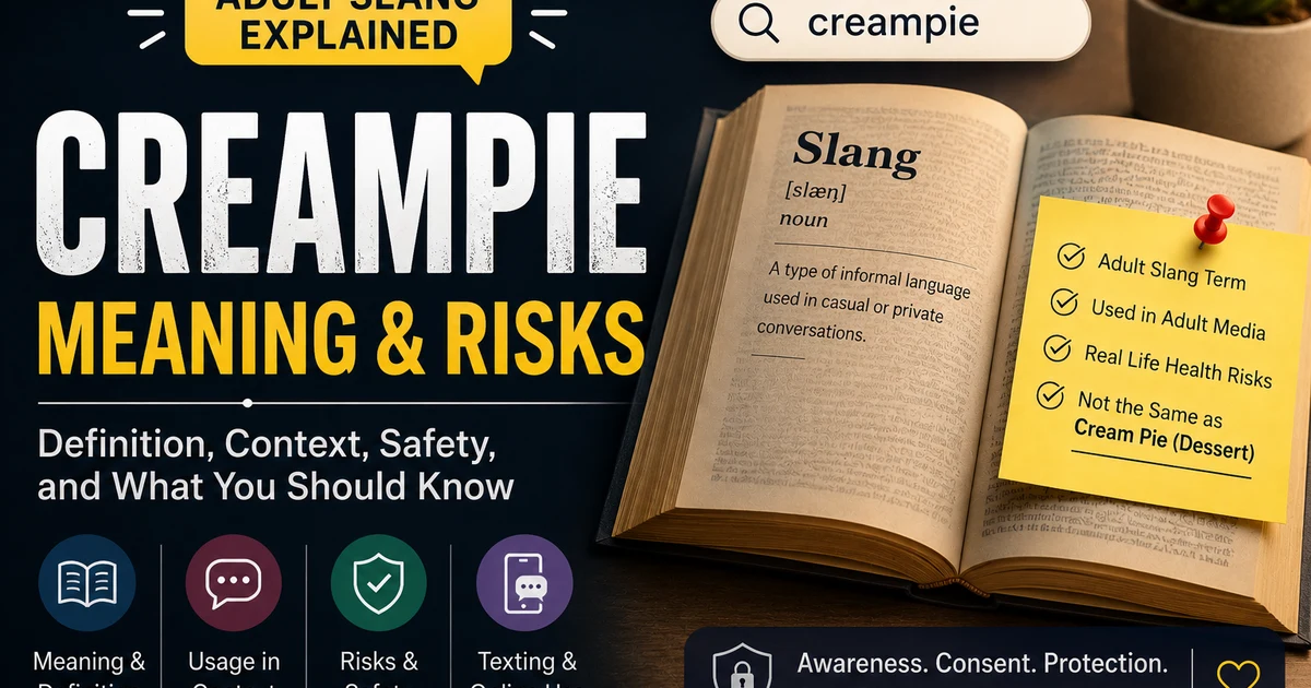 Creampie meaning and risks explained in a clean educational blog header with adult slang context, safety awareness, and cream pie difference.