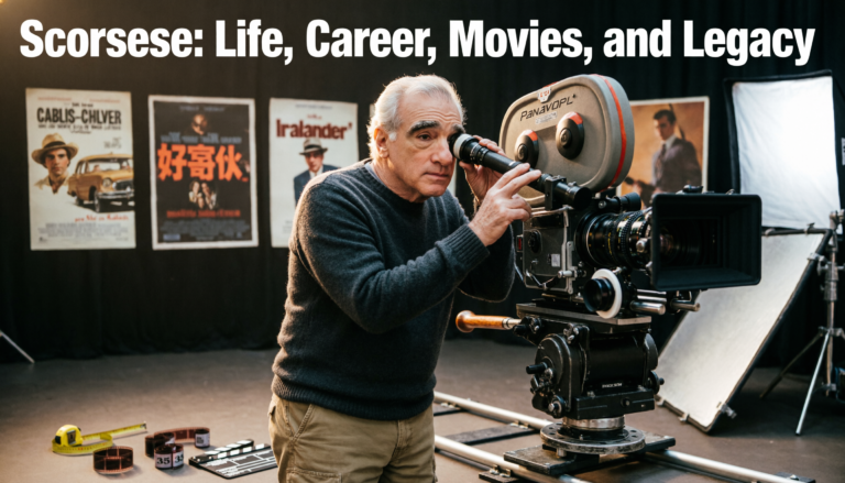 Martin Scorsese discussing filmmaking and directing techniques during a film production