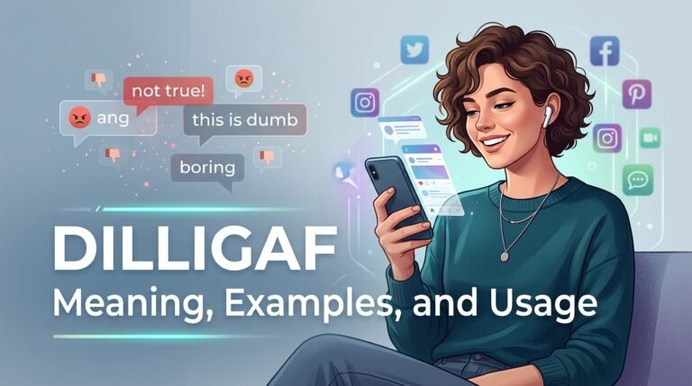 Illustration showing a confident social media user ignoring criticism while demonstrating the meaning of DILLIGAF