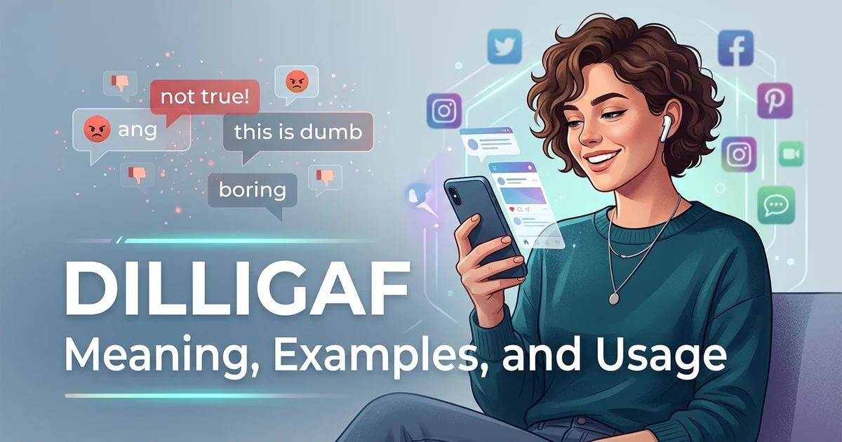 Illustration showing a confident social media user ignoring criticism while demonstrating the meaning of DILLIGAF