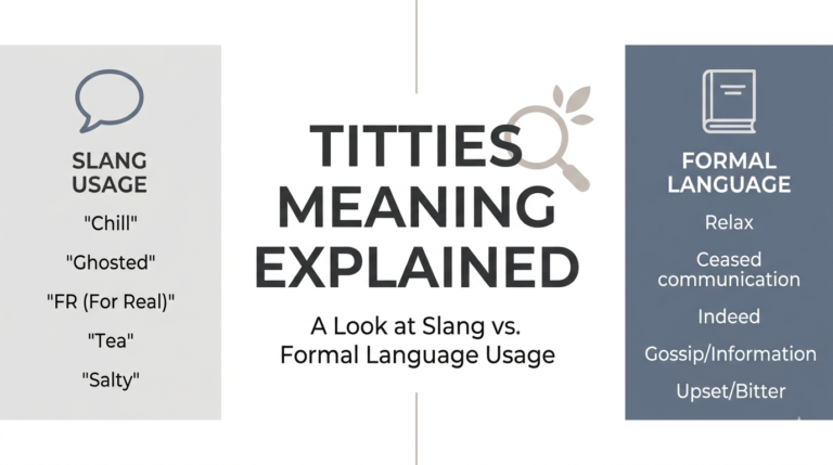 Illustration explaining slang meaning of titties compared to formal terms