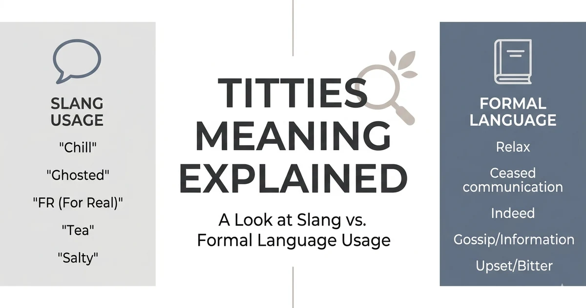 Illustration explaining slang meaning of titties compared to formal terms