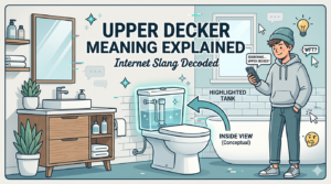 Illustration explaining the slang meaning of upper decker in internet culture