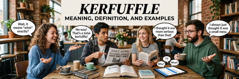Illustration showing people having a minor disagreement to explain the meaning of kerfuffle