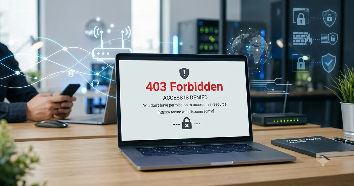 Laptop screen displaying a 403 Forbidden error message on a website