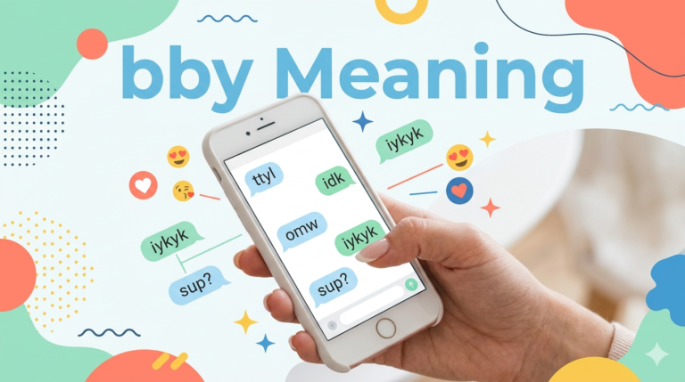Person reading a smartphone message showing the slang term bby in a casual text conversation
