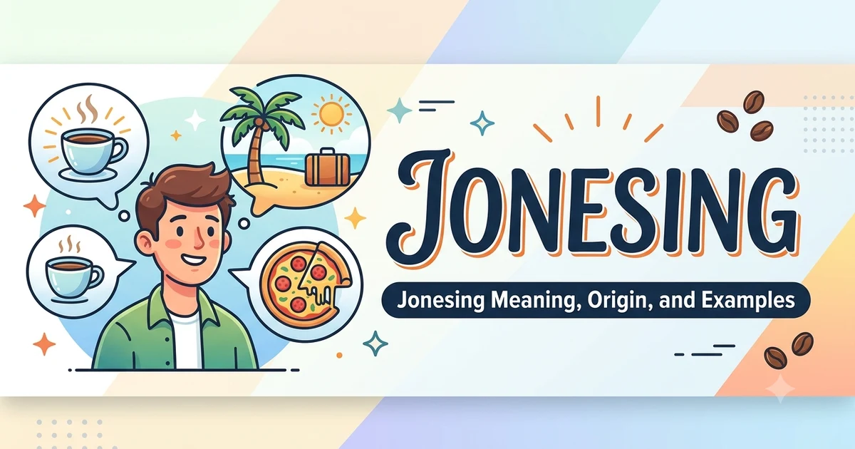 Illustration showing the meaning of jonesing with examples of cravings for food and activities