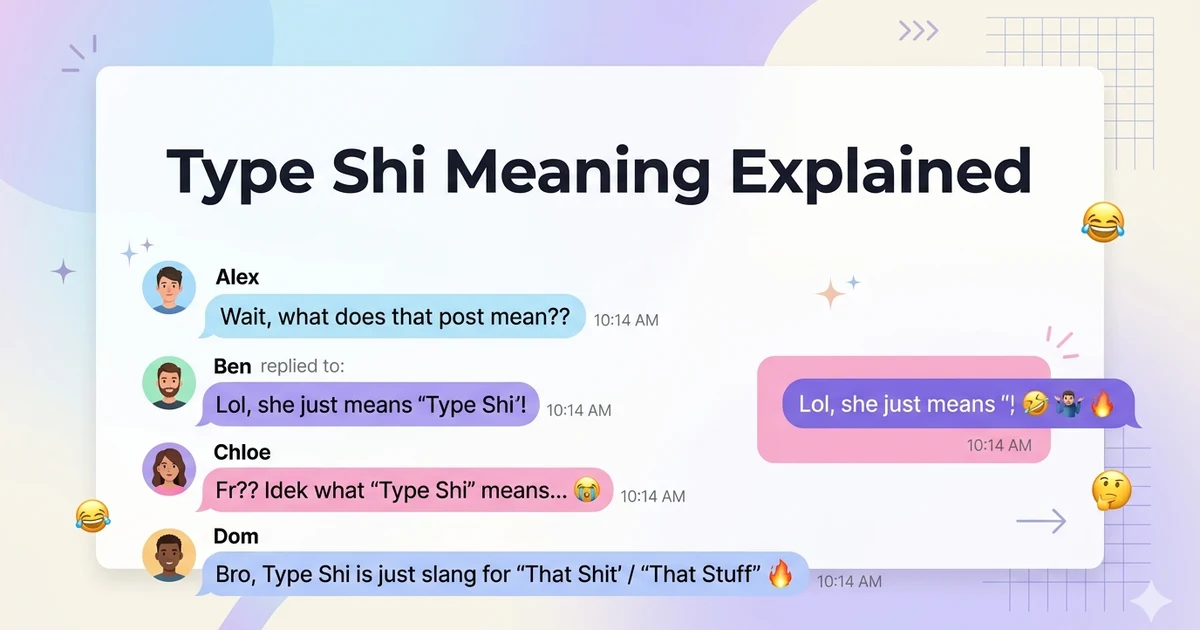Type shi meaning explained with examples of slang usage in social media conversations