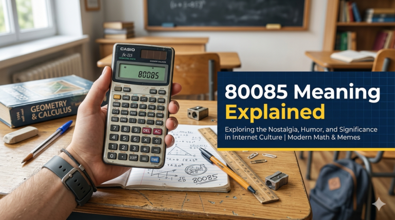 Calculator displaying the number 80085 as a classic internet and school joke