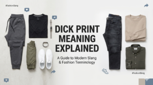 Illustration showing fitted athletic clothing and fashion discussion related to dick print slang meaning