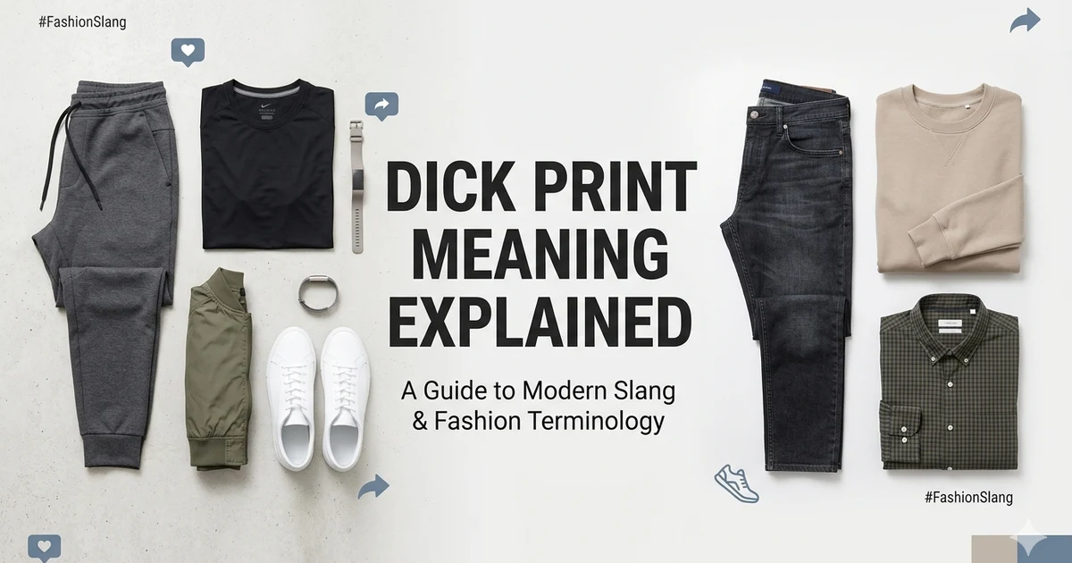 Illustration showing fitted athletic clothing and fashion discussion related to dick print slang meaning