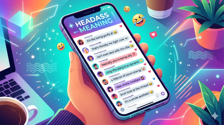 Person reacting to funny online slang conversation about headass meaning