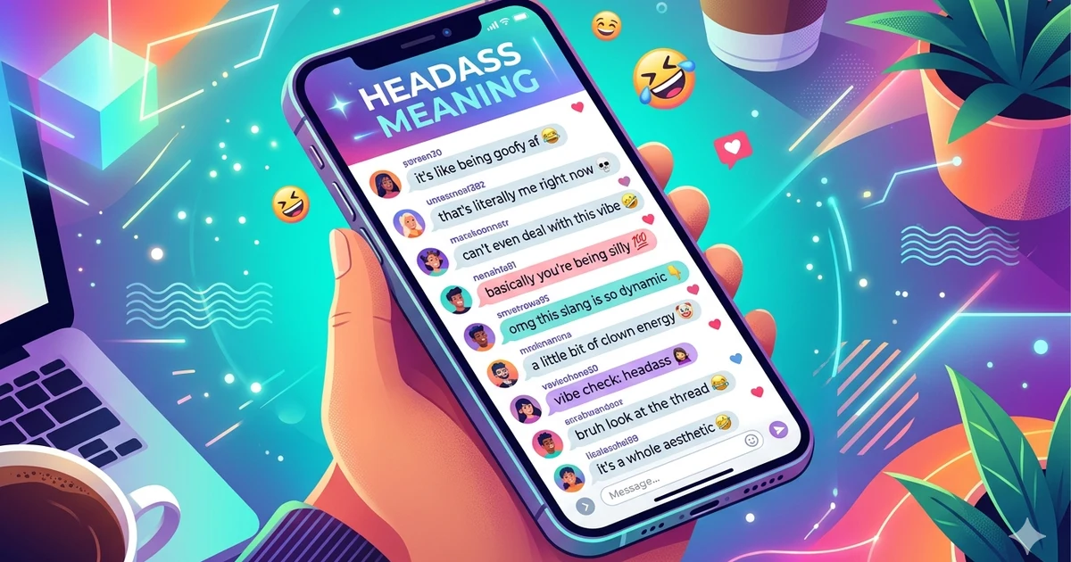 Person reacting to funny online slang conversation about headass meaning