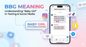 Person reading a text message showing the abbreviation BBG and its meaning