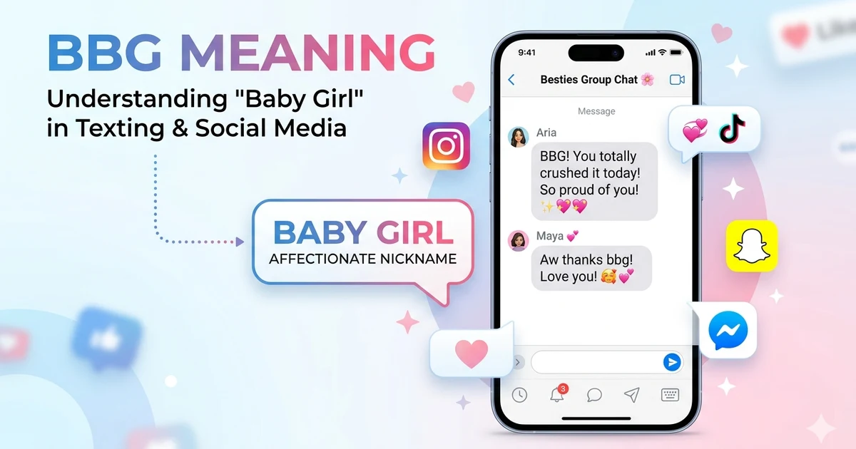Person reading a text message showing the abbreviation BBG and its meaning