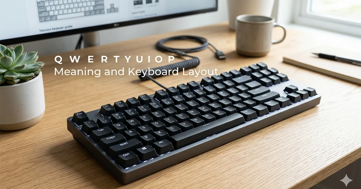 Standard computer keyboard showing the QWERTY top row with q w e r t y u i o p keys