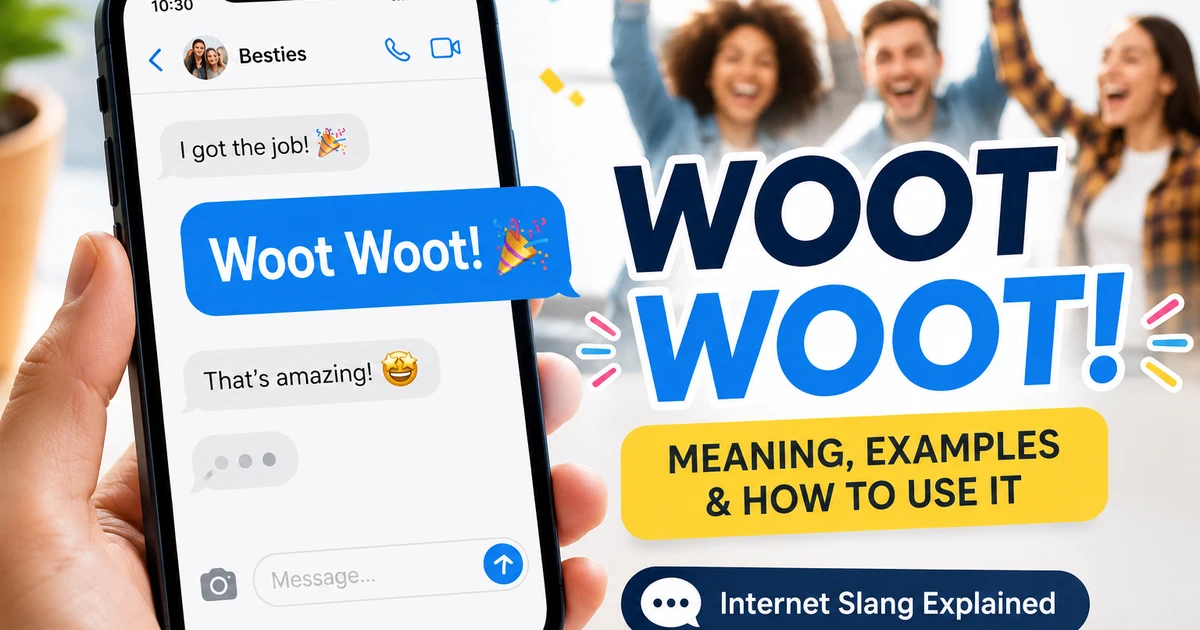 Person celebrating while typing woot woot in a chat message