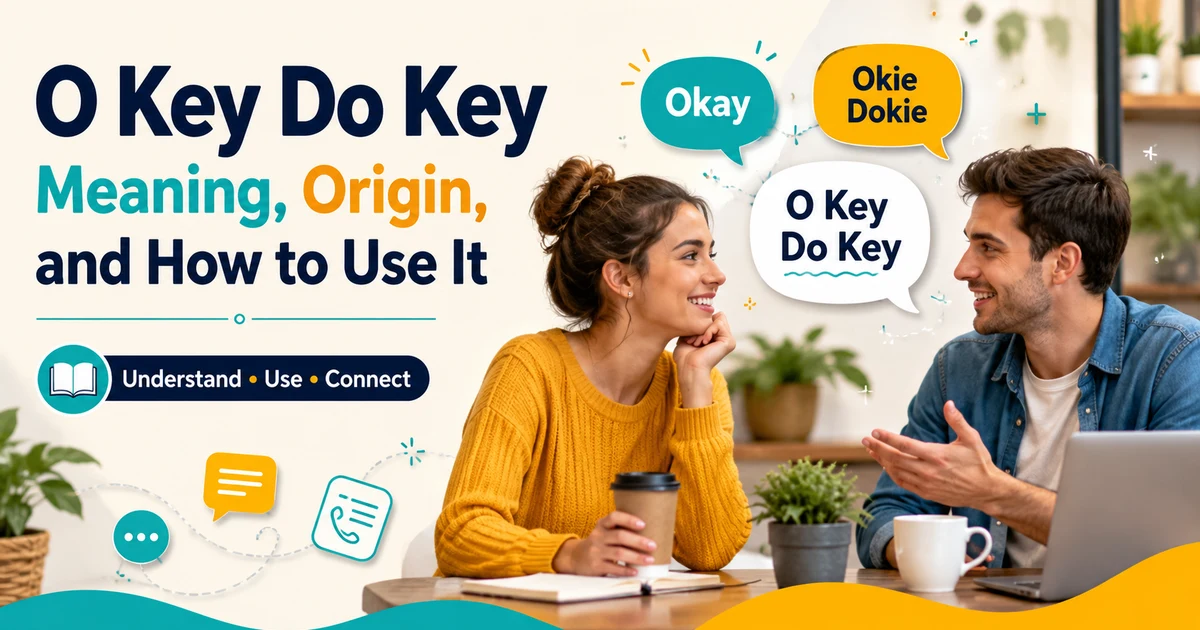 Illustration of two friends smiling while saying o key do key during a casual conversation.