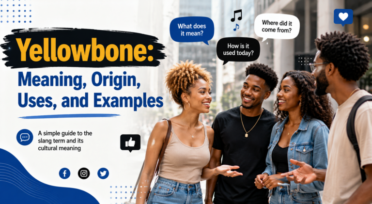 Illustration representing the meaning of yellowbone with diverse people in a modern social setting