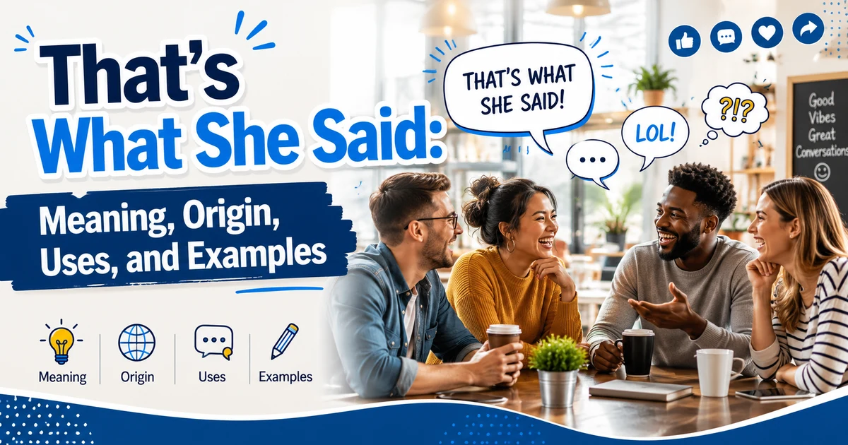 People laughing during a casual conversation illustrating the phrase that's what she said.