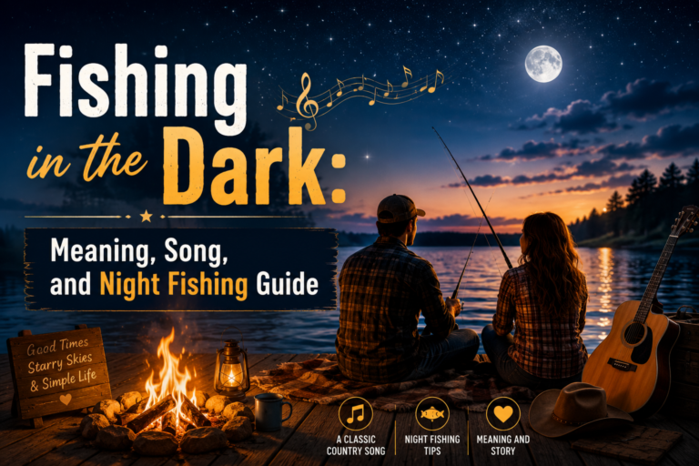 Couple enjoying a peaceful evening by a lakeside while fishing at sunset, representing Fishing in the Dark