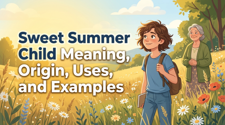 Illustration of an innocent young person standing in a sunny summer field representing the phrase sweet summer child.