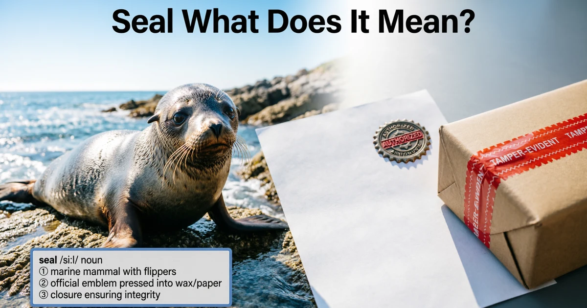 Seal what does it mean explained with a marine animal, official document seal, and sealed package
