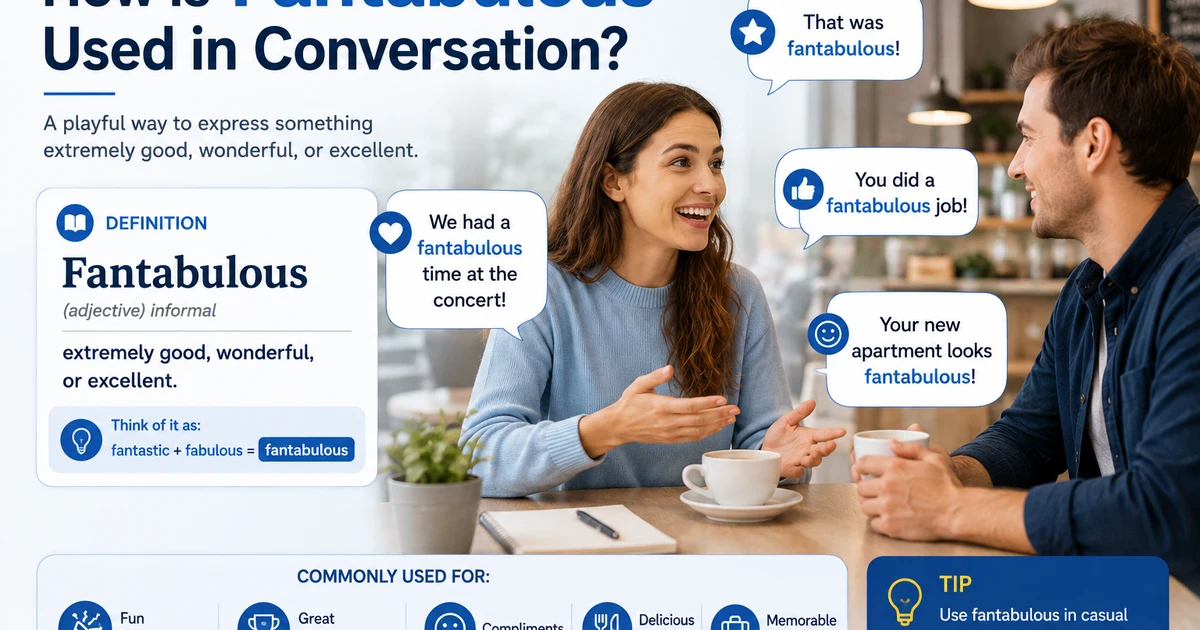 How fantabulous is used in conversation with examples of casual compliments, enjoyable experiences, and everyday speech