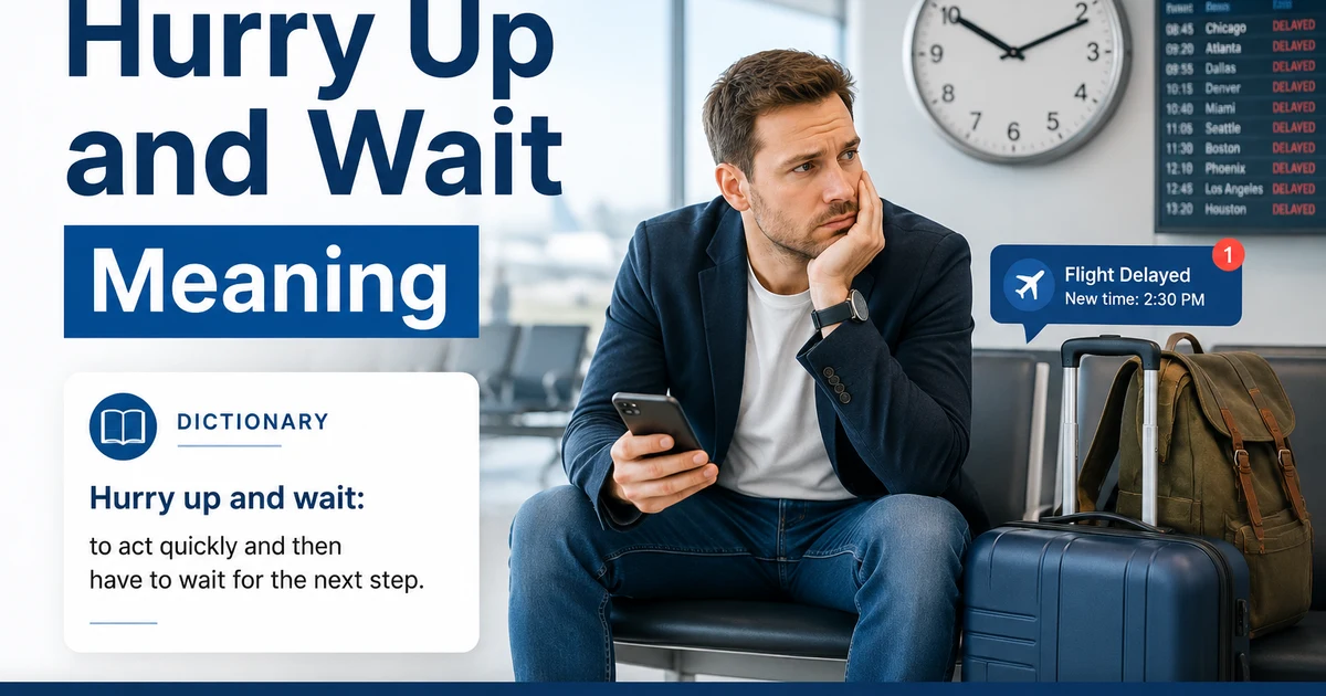 Hurry up and wait meaning explained with a person rushing before facing a long delay