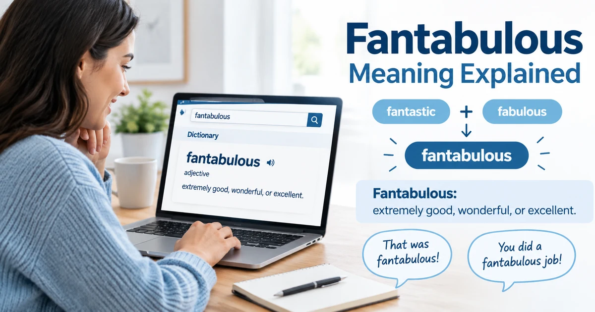 Fantabulous meaning explained with a person researching the word online