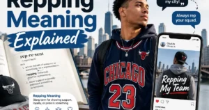 Repping meaning explained with a person showing support for a sports team