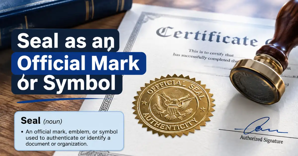 Seal as an official mark or symbol on a certificate used to show authenticity and authority