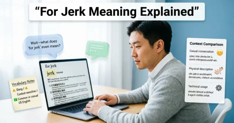 For jerk meaning explained with an educational illustration of the phrase and everyday slang context