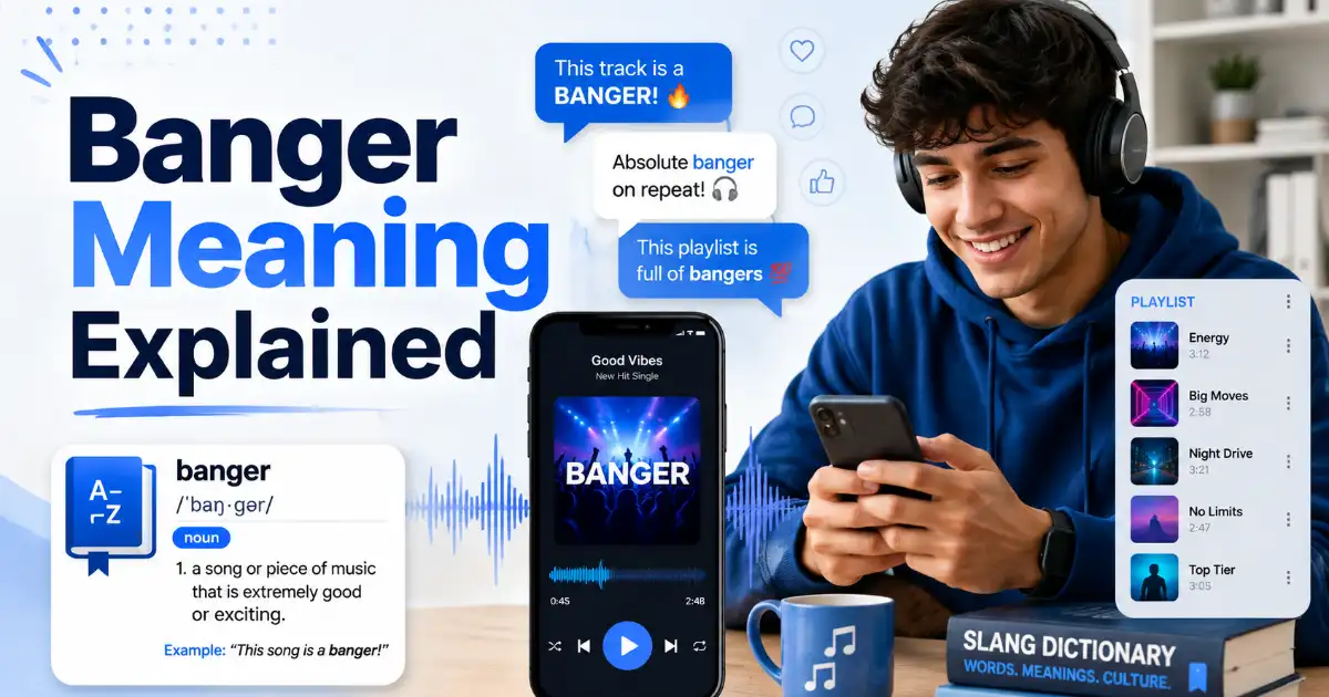 Banger meaning explained with a person discussing music and slang