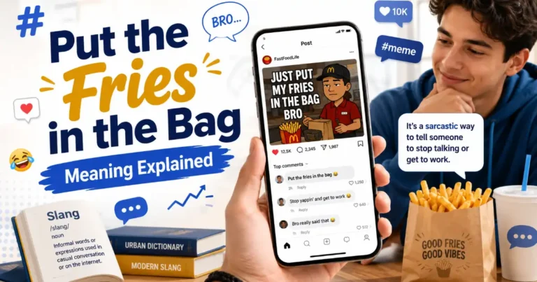 Put the fries in the bag slang meaning explained in a social media meme context