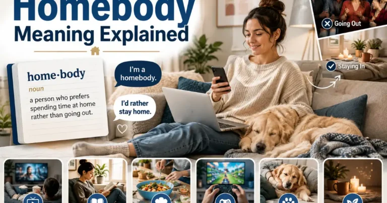 Homebody meaning explained with a person relaxing comfortably at home