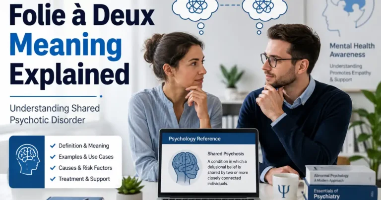 Folie à deux meaning explained with two people and a shared psychosis concept
