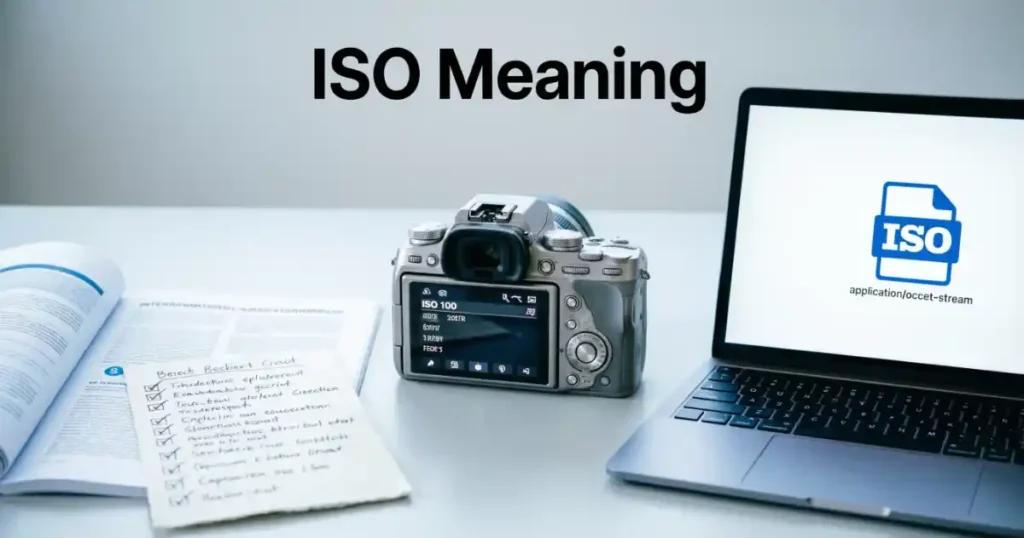 ISO meaning explained for business, photography, and computer files