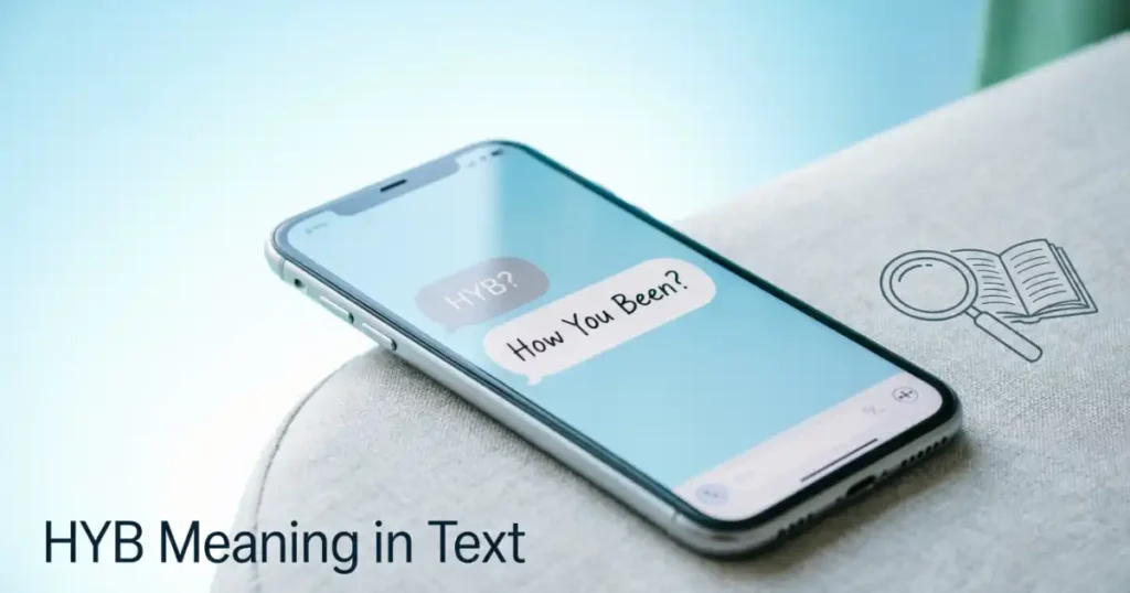 HYB meaning in text shown in a casual chat