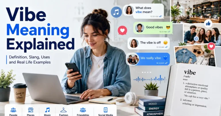 Vibe meaning explained with a person using a phone and discussing mood and atmosphere