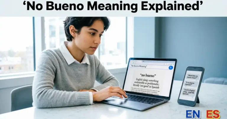No bueno meaning explained with a person researching the phrase online