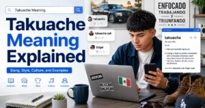 Takuache meaning explained with a person researching slang and social media culture
